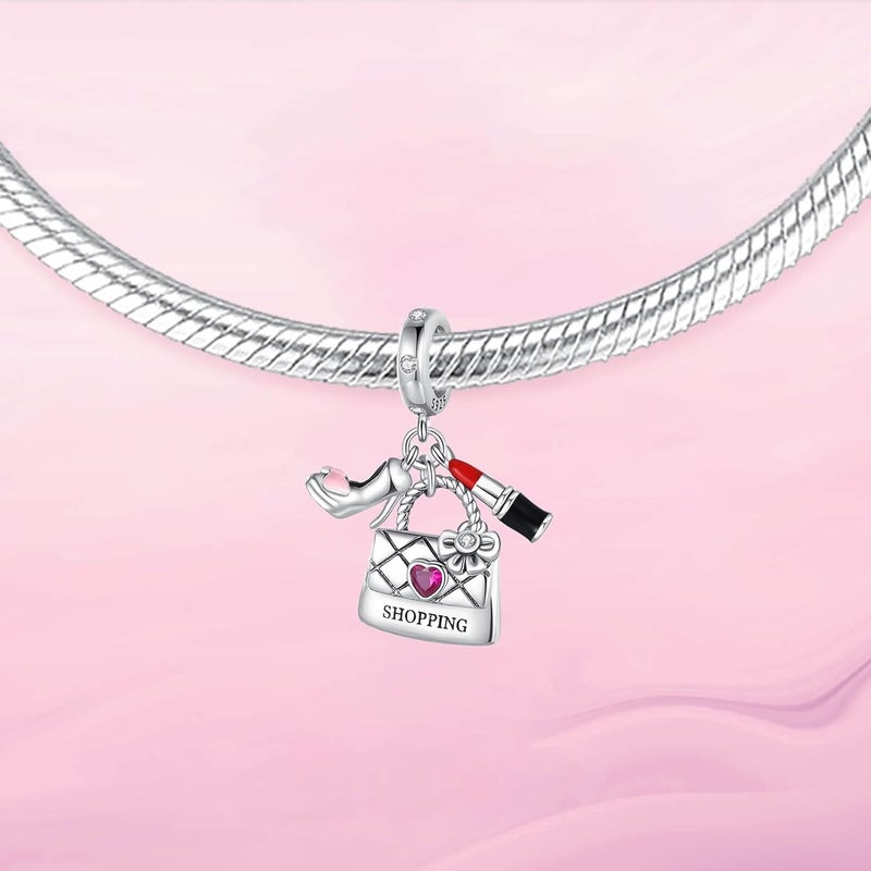 VALGACLS 925 Sterling Silver Family Love Mom Mouse Heart Charms for Bracelets Necklace Valentine's Day Mother's Day Jewelry Charm for Women - Image 2